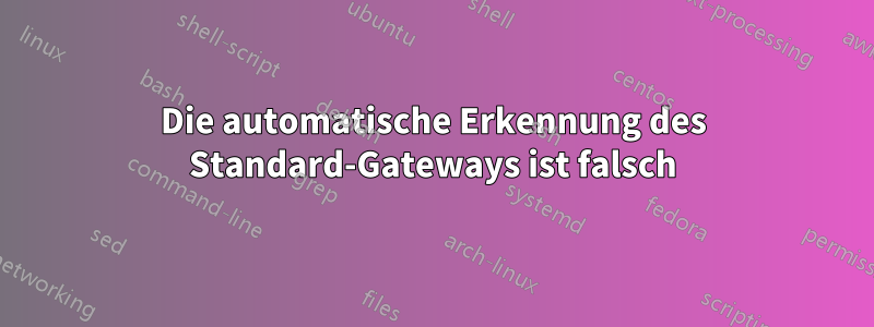 Die automatische Erkennung des Standard-Gateways ist falsch