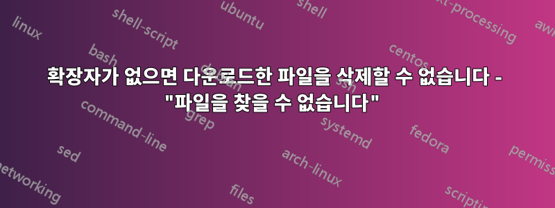 확장자가 없으면 다운로드한 파일을 삭제할 수 없습니다 - "파일을 찾을 수 없습니다"