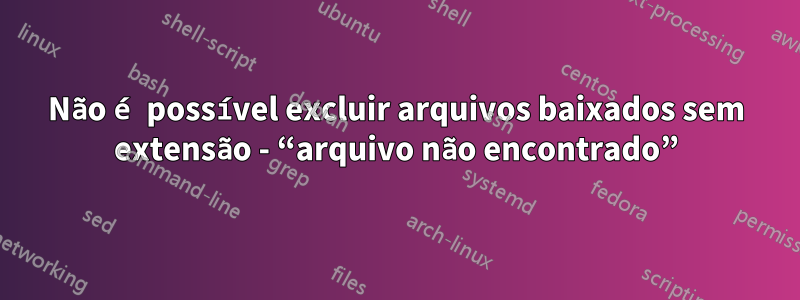 Não é possível excluir arquivos baixados sem extensão - “arquivo não encontrado”