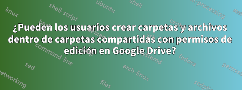 ¿Pueden los usuarios crear carpetas y archivos dentro de carpetas compartidas con permisos de edición en Google Drive?