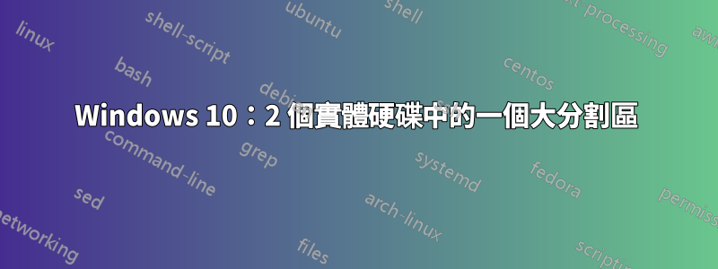 Windows 10：2 個實體硬碟中的一個大分割區