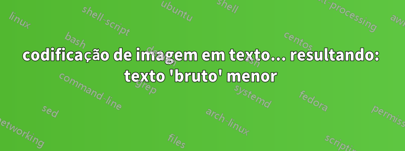 codificação de imagem em texto... resultando: texto 'bruto' menor