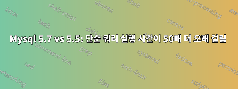 Mysql 5.7 vs 5.5: 단순 쿼리 실행 시간이 50배 더 ​​오래 걸림