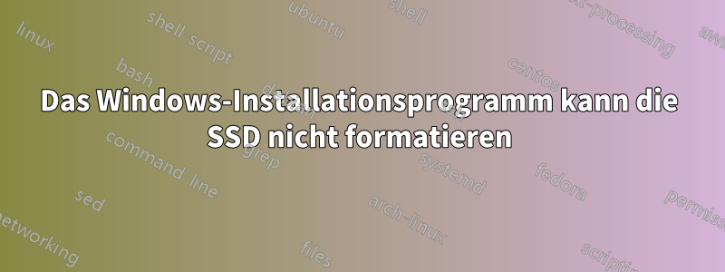 Das Windows-Installationsprogramm kann die SSD nicht formatieren