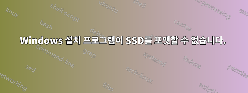 Windows 설치 프로그램이 SSD를 포맷할 수 없습니다.