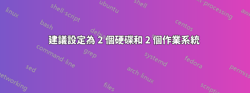 建議設定為 2 個硬碟和 2 個作業系統