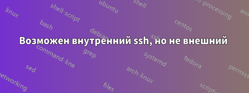 Возможен внутренний ssh, но не внешний