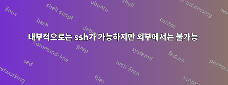 내부적으로는 ssh가 가능하지만 외부에서는 불가능