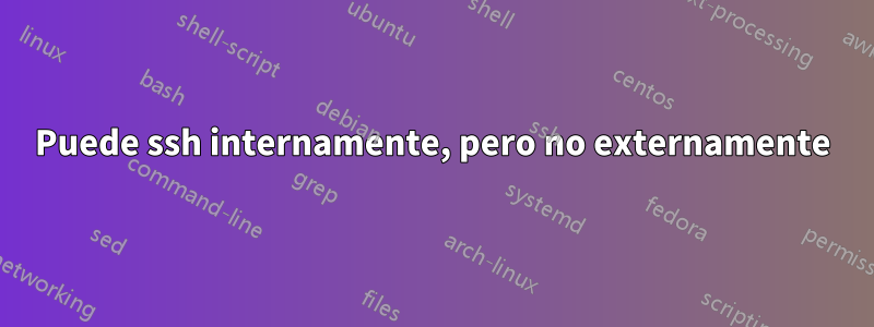 Puede ssh internamente, pero no externamente