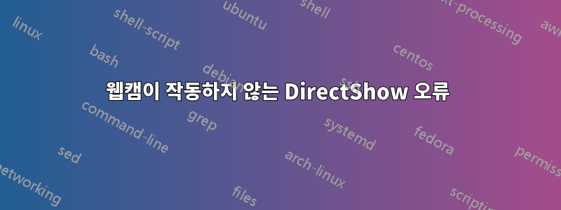 웹캠이 작동하지 않는 DirectShow 오류