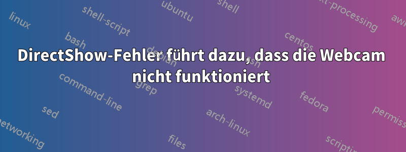 DirectShow-Fehler führt dazu, dass die Webcam nicht funktioniert