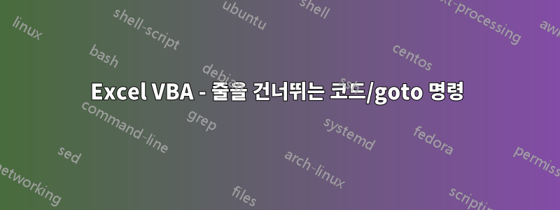Excel VBA - 줄을 건너뛰는 코드/goto 명령