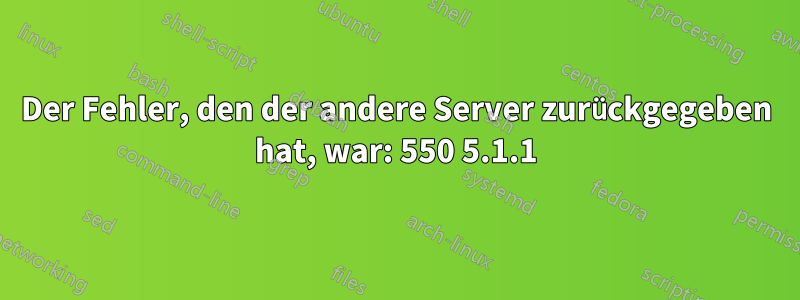 Der Fehler, den der andere Server zurückgegeben hat, war: 550 5.1.1