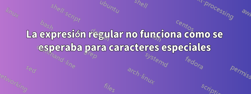 La expresión regular no funciona como se esperaba para caracteres especiales