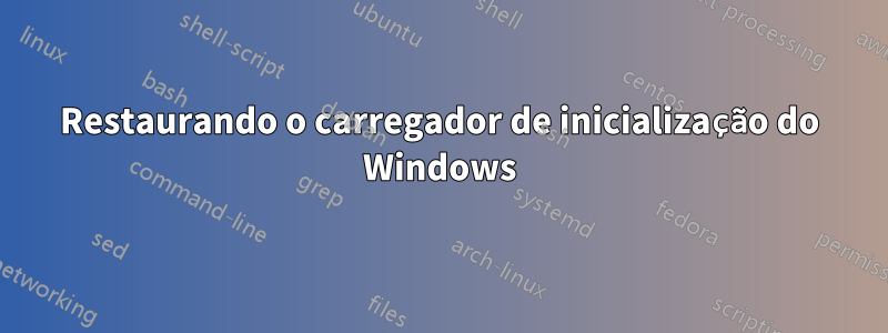 Restaurando o carregador de inicialização do Windows