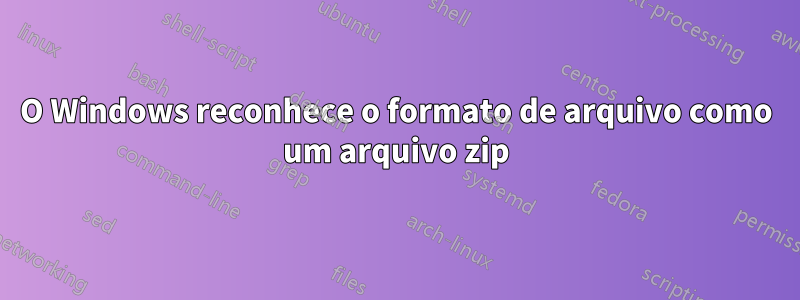 O Windows reconhece o formato de arquivo como um arquivo zip