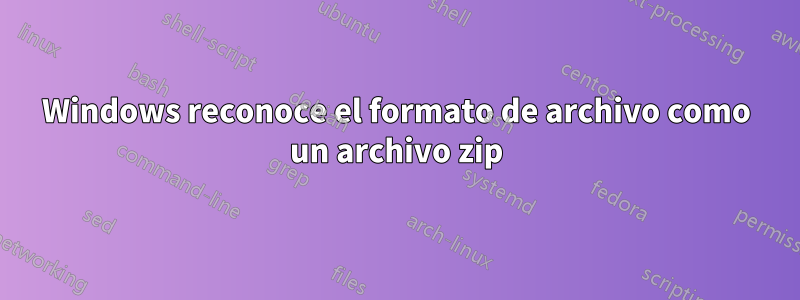 Windows reconoce el formato de archivo como un archivo zip