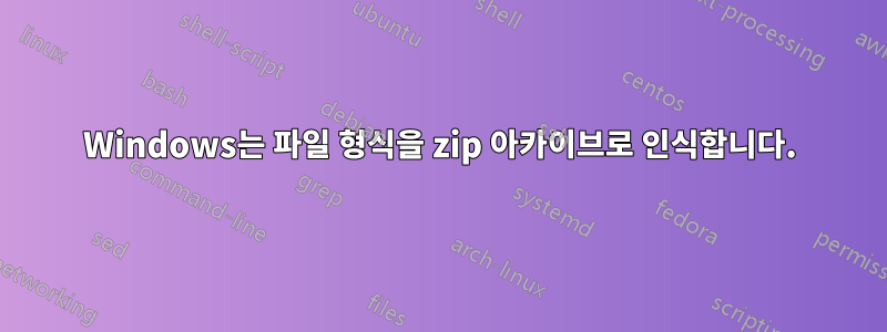 Windows는 파일 형식을 zip 아카이브로 인식합니다.