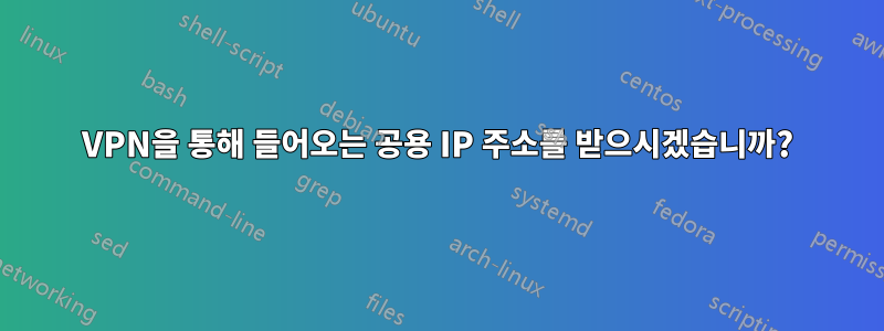 VPN을 통해 들어오는 공용 IP 주소를 받으시겠습니까?