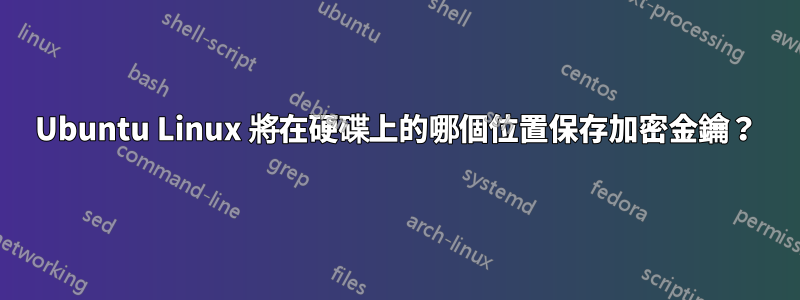 Ubuntu Linux 將在硬碟上的哪個位置保存加密金鑰？