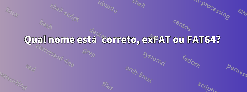 Qual nome está correto, exFAT ou FAT64?