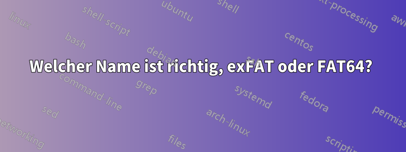 Welcher Name ist richtig, exFAT oder FAT64?