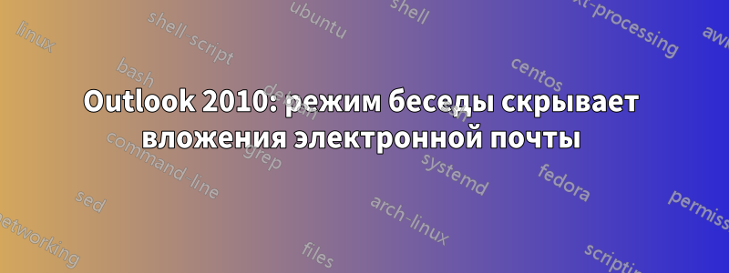 Outlook 2010: режим беседы скрывает вложения электронной почты