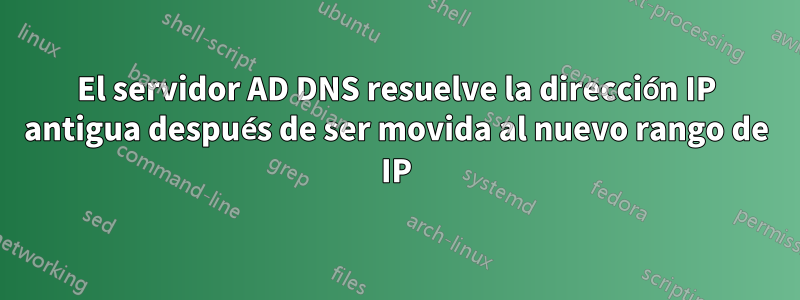 El servidor AD DNS resuelve la dirección IP antigua después de ser movida al nuevo rango de IP