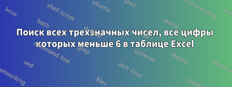 Поиск всех трехзначных чисел, все цифры которых меньше 6 в таблице Excel