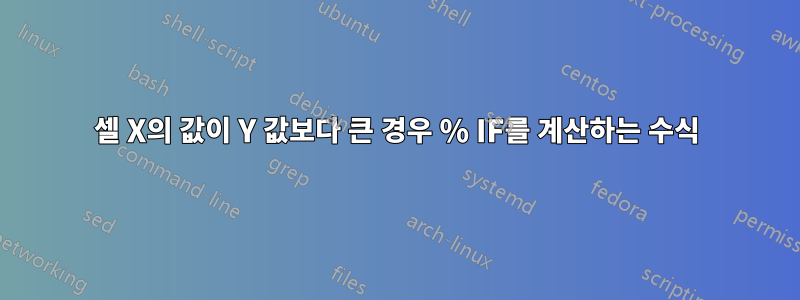 셀 X의 값이 Y 값보다 큰 경우 % IF를 계산하는 수식