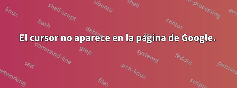 El cursor no aparece en la página de Google.