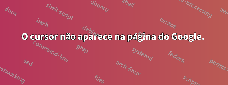 O cursor não aparece na página do Google.