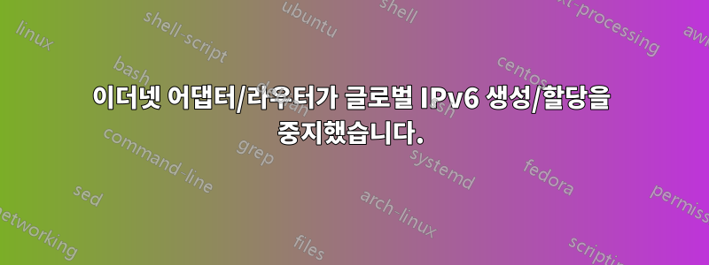 이더넷 어댑터/라우터가 글로벌 IPv6 생성/할당을 중지했습니다.