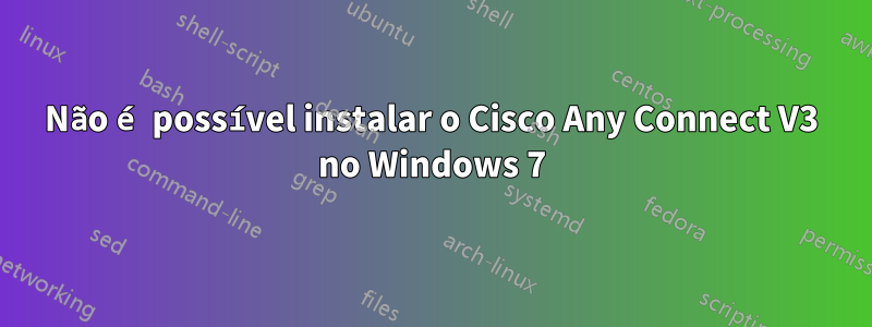 Não é possível instalar o Cisco Any Connect V3 no Windows 7