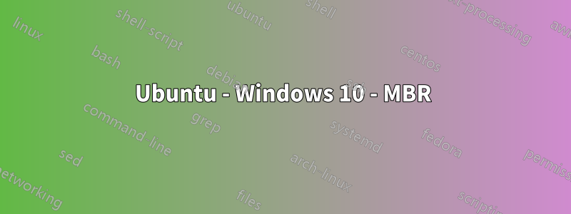 Ubuntu - Windows 10 - MBR