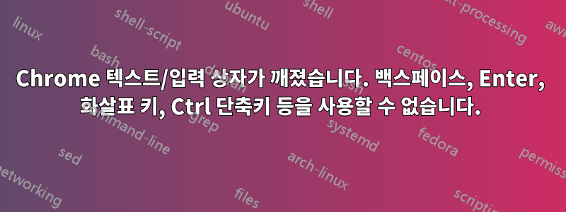 Chrome 텍스트/입력 상자가 깨졌습니다. 백스페이스, Enter, 화살표 키, Ctrl 단축키 등을 사용할 수 없습니다.