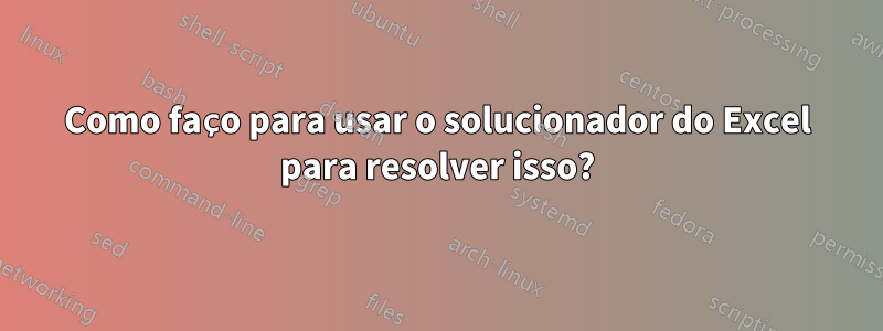 Como faço para usar o solucionador do Excel para resolver isso?