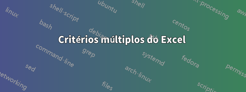 Critérios múltiplos do Excel