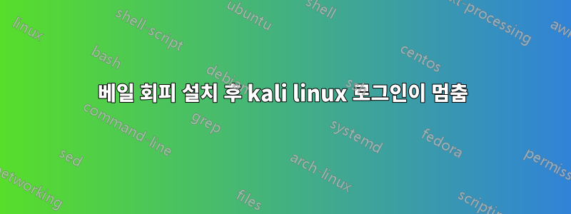 베일 회피 설치 후 kali linux 로그인이 멈춤