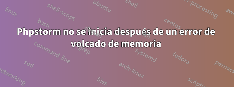 Phpstorm no se inicia después de un error de volcado de memoria