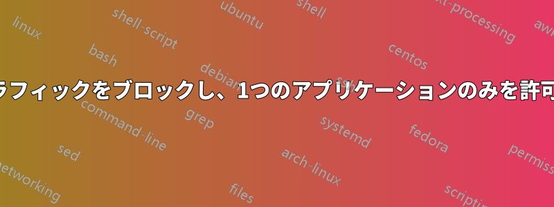 すべての送信トラフィックをブロックし、1つのアプリケーションのみを許可する正しい方法