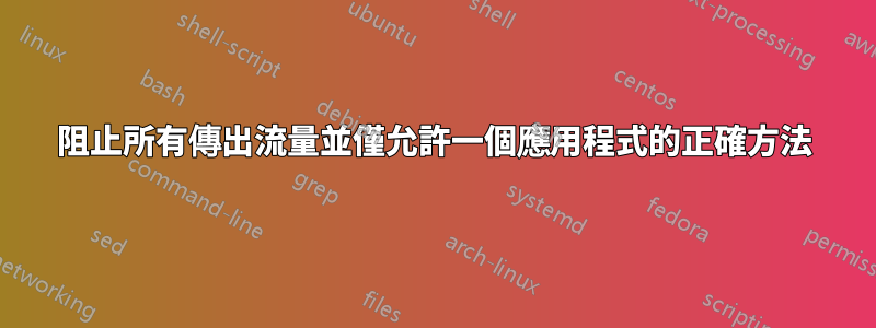 阻止所有傳出流量並僅允許一個應用程式的正確方法