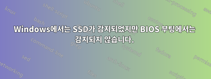 Windows에서는 SSD가 감지되었지만 BIOS 부팅에서는 감지되지 않습니다.