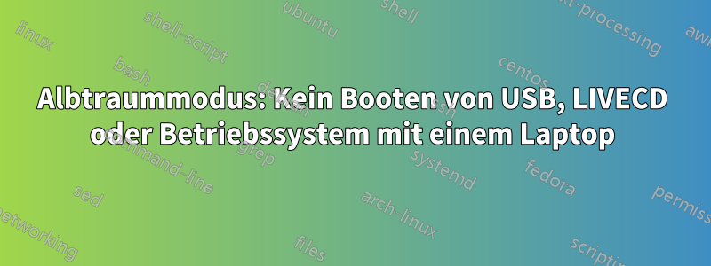 Albtraummodus: Kein Booten von USB, LIVECD oder Betriebssystem mit einem Laptop