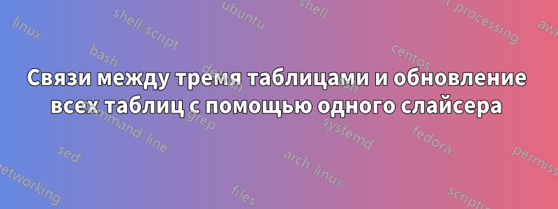 Связи между тремя таблицами и обновление всех таблиц с помощью одного слайсера