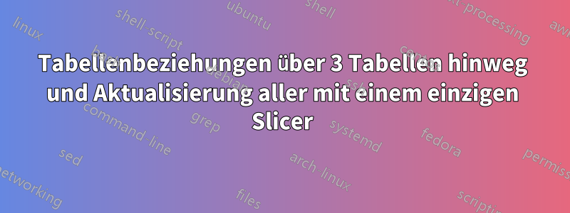 Tabellenbeziehungen über 3 Tabellen hinweg und Aktualisierung aller mit einem einzigen Slicer