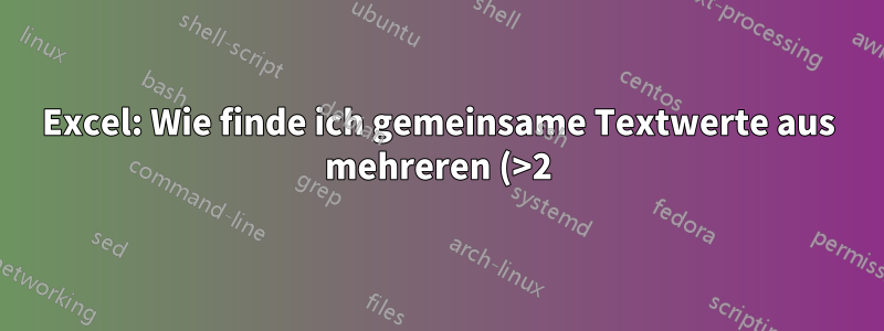 Excel: Wie finde ich gemeinsame Textwerte aus mehreren (>2) Zeilen?