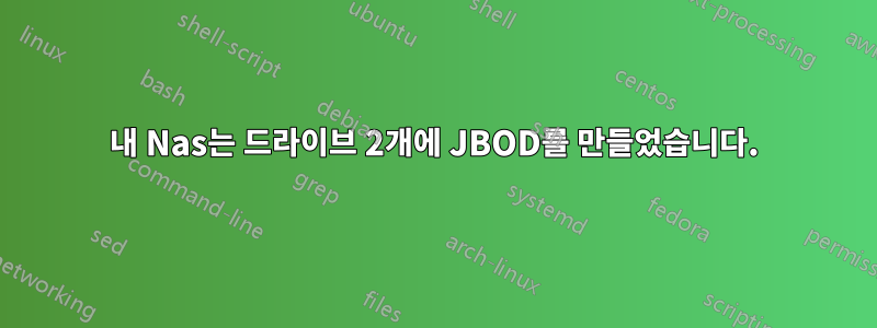 내 Nas는 드라이브 2개에 JBOD를 만들었습니다.