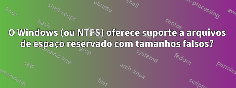 O Windows (ou NTFS) oferece suporte a arquivos de espaço reservado com tamanhos falsos?