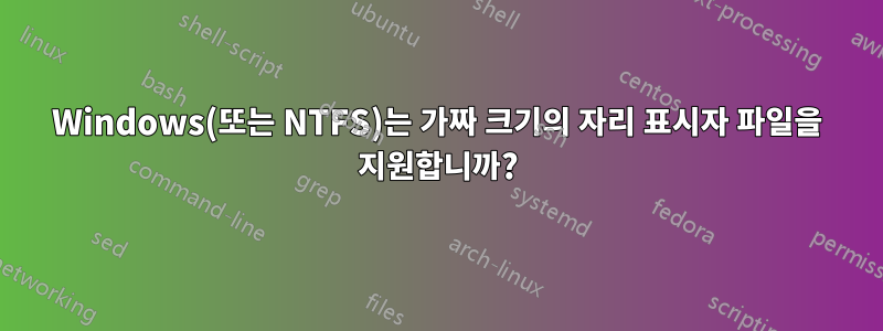 Windows(또는 NTFS)는 가짜 크기의 자리 표시자 파일을 지원합니까?